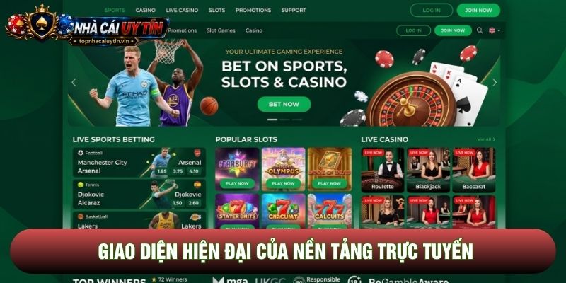 Giao diện hiện đại của nền tảng trực tuyến