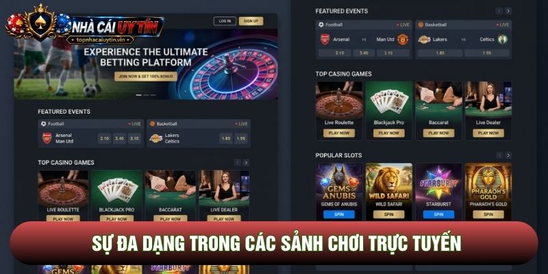 Sự đa dạng trong các sảnh chơi trực tuyến
